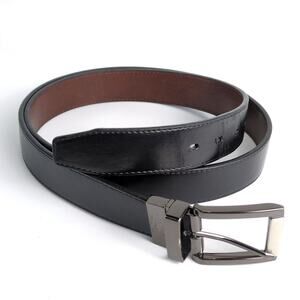 Saddlebred Men's 44 Black Bonded Leather Belt Gunmetal Buckle 11BK0108 Classic